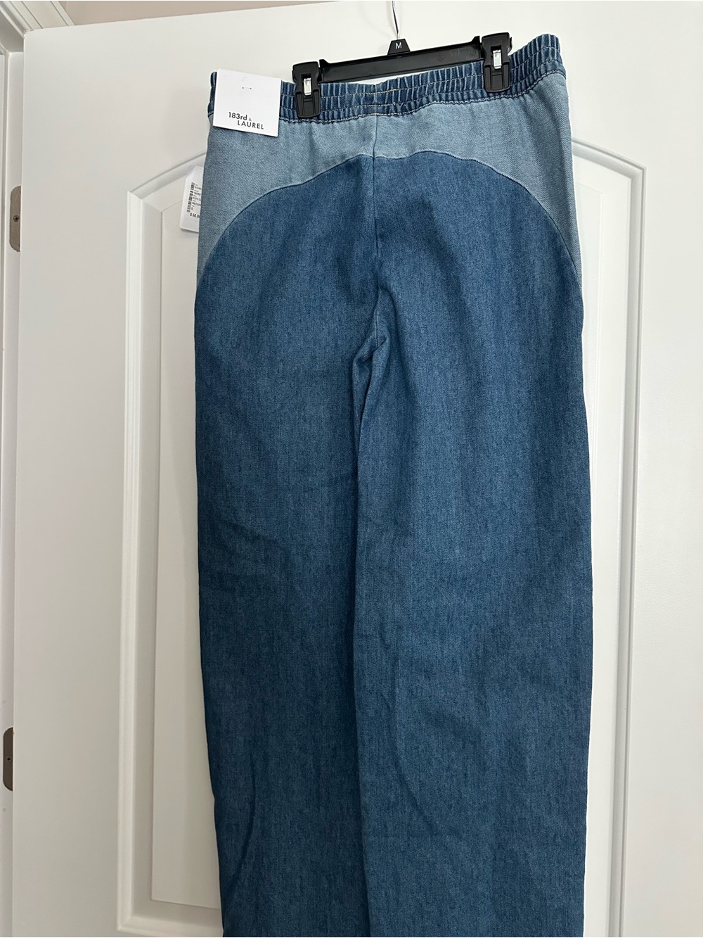 Wide Leg Two-Tone Denim Pants - Blue - Picture 2 of 4